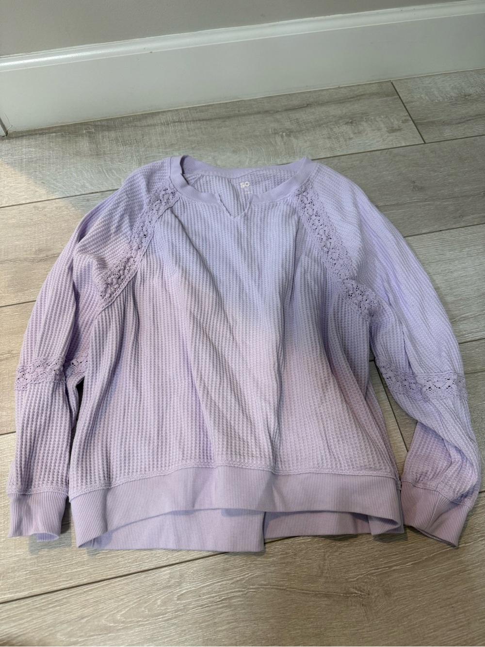 Lavender Waffle-Knit Long Sleeve Top